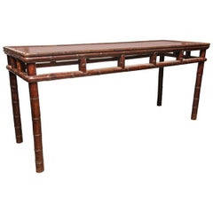 Antique 18th Century Elmwood Console Table, Sianxi, China
