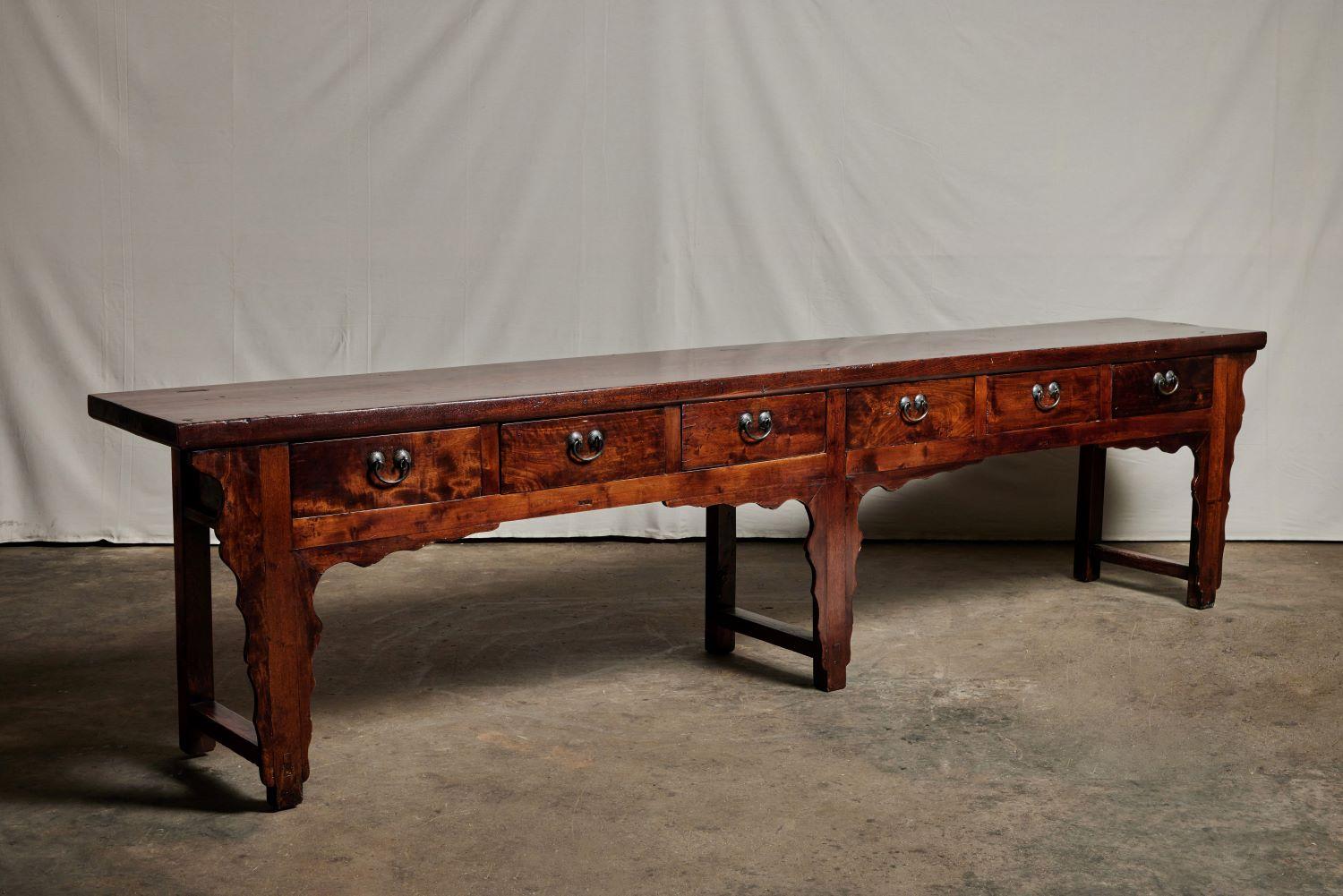 18th Century Elmwood Long Chinese Console For Sale 3