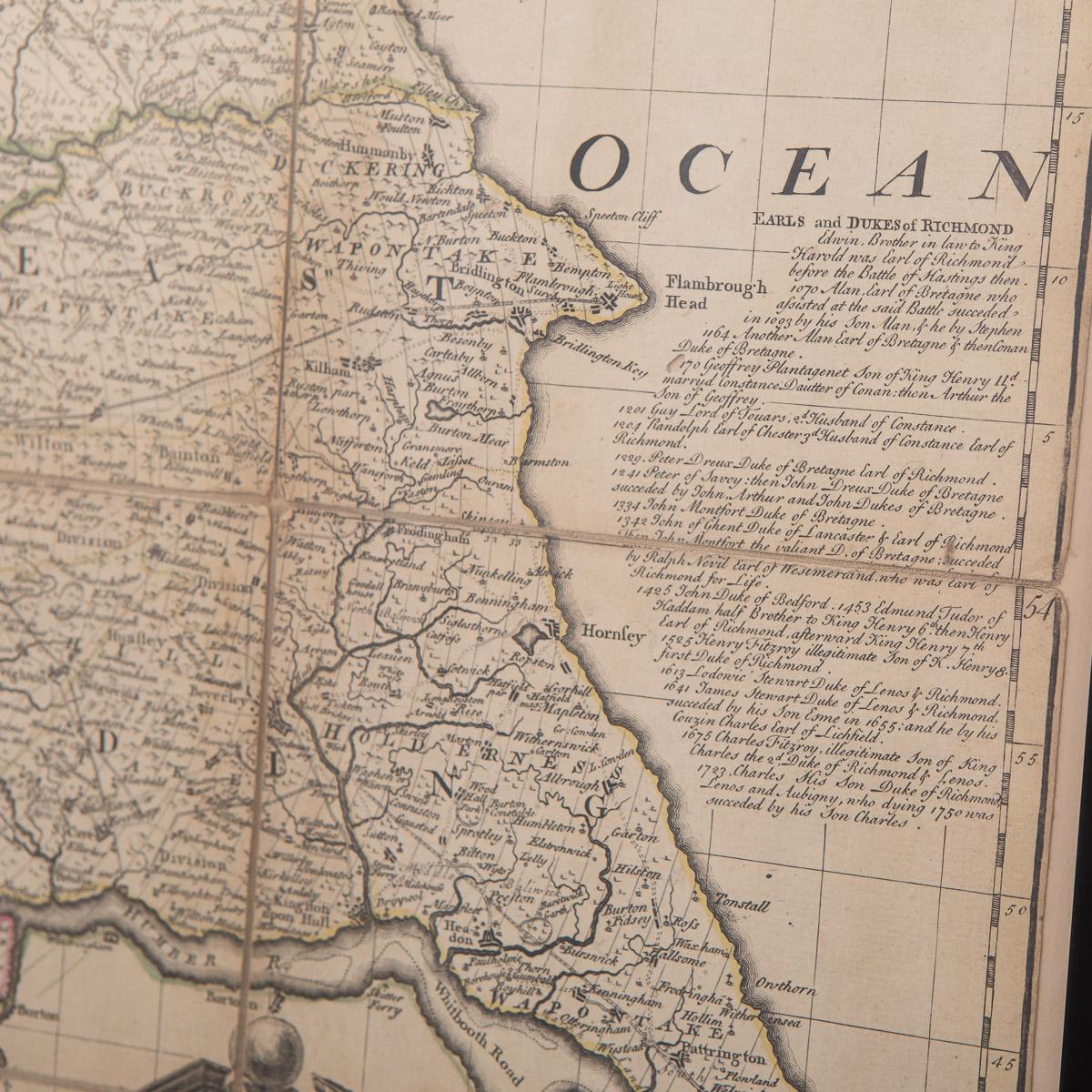18th Century Emanuel Bowen Map of County of York, c.1740 For Sale 3
