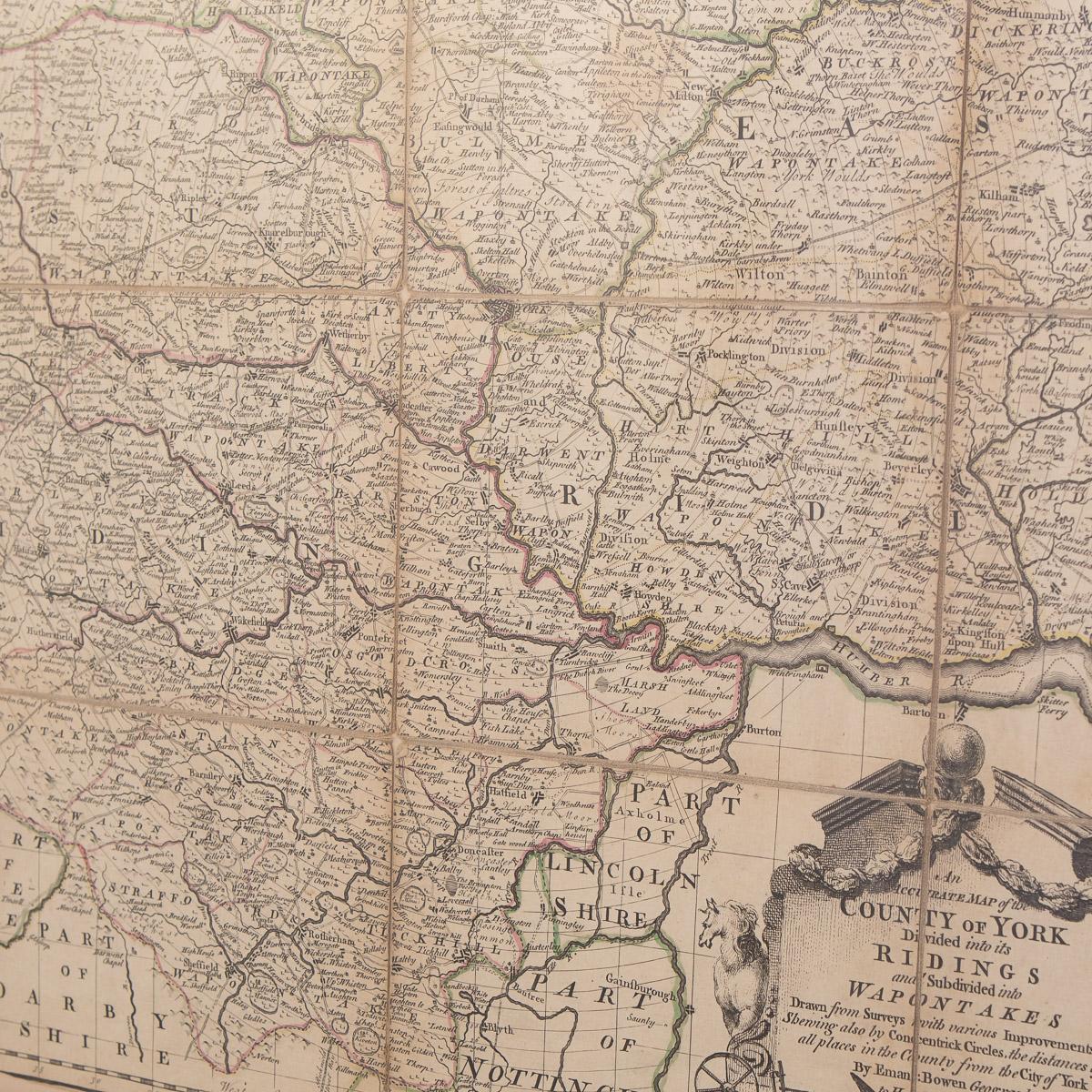 18th Century Emanuel Bowen Map of County of York, c.1740 For Sale 6