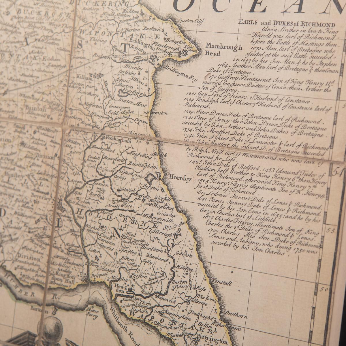 18th Century Emanuel Bowen Map of County of York, c.1740 For Sale 1