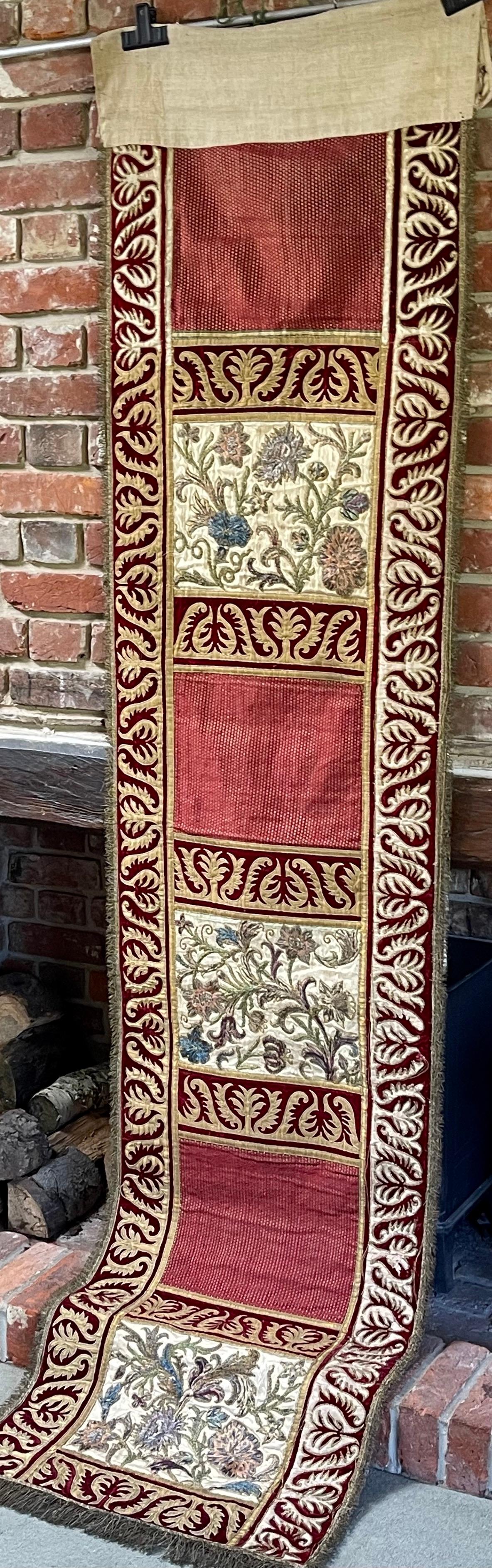 18th Century Embroidered Bed Hanging For Sale 2