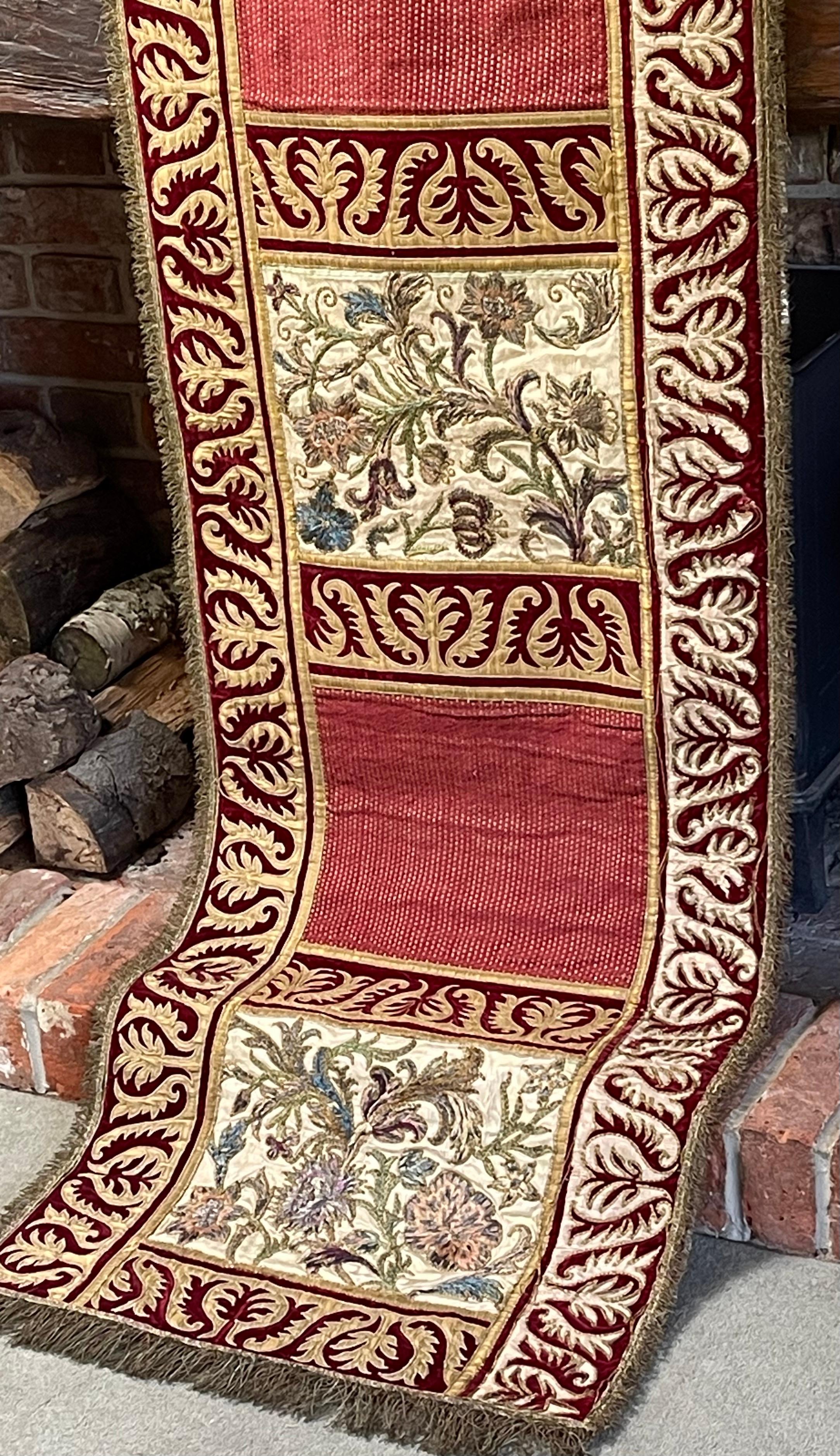 18th Century Embroidered Bed Hanging For Sale 3