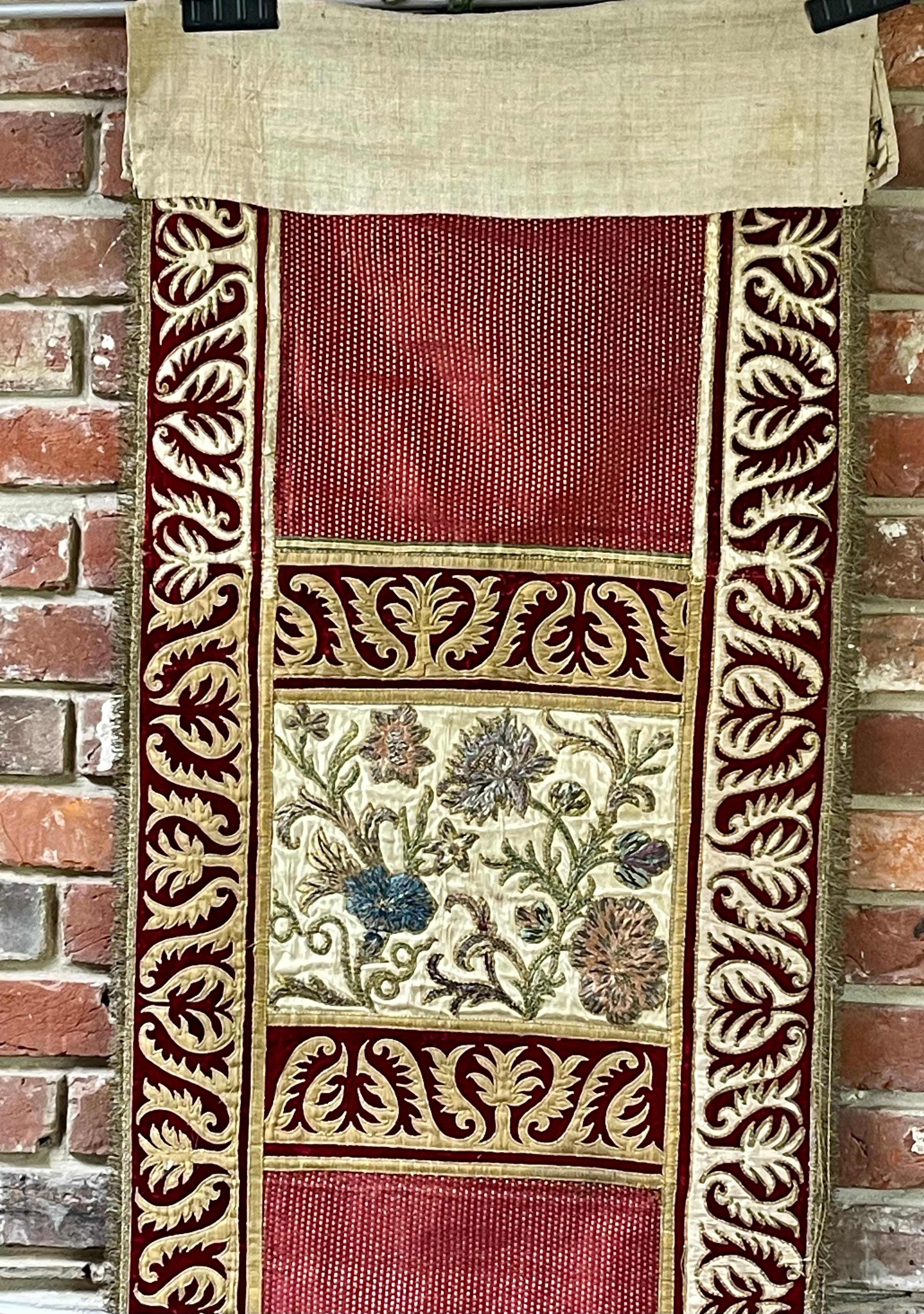 18th Century Embroidered Bed Hanging For Sale 4