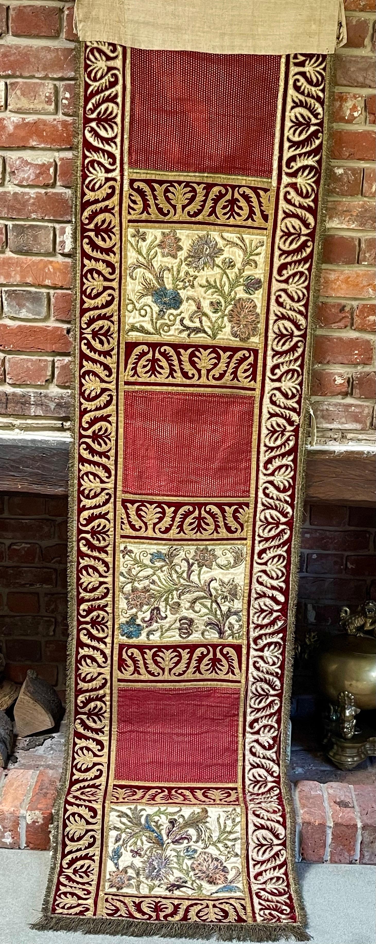 18th Century Embroidered Bed Hanging For Sale 1