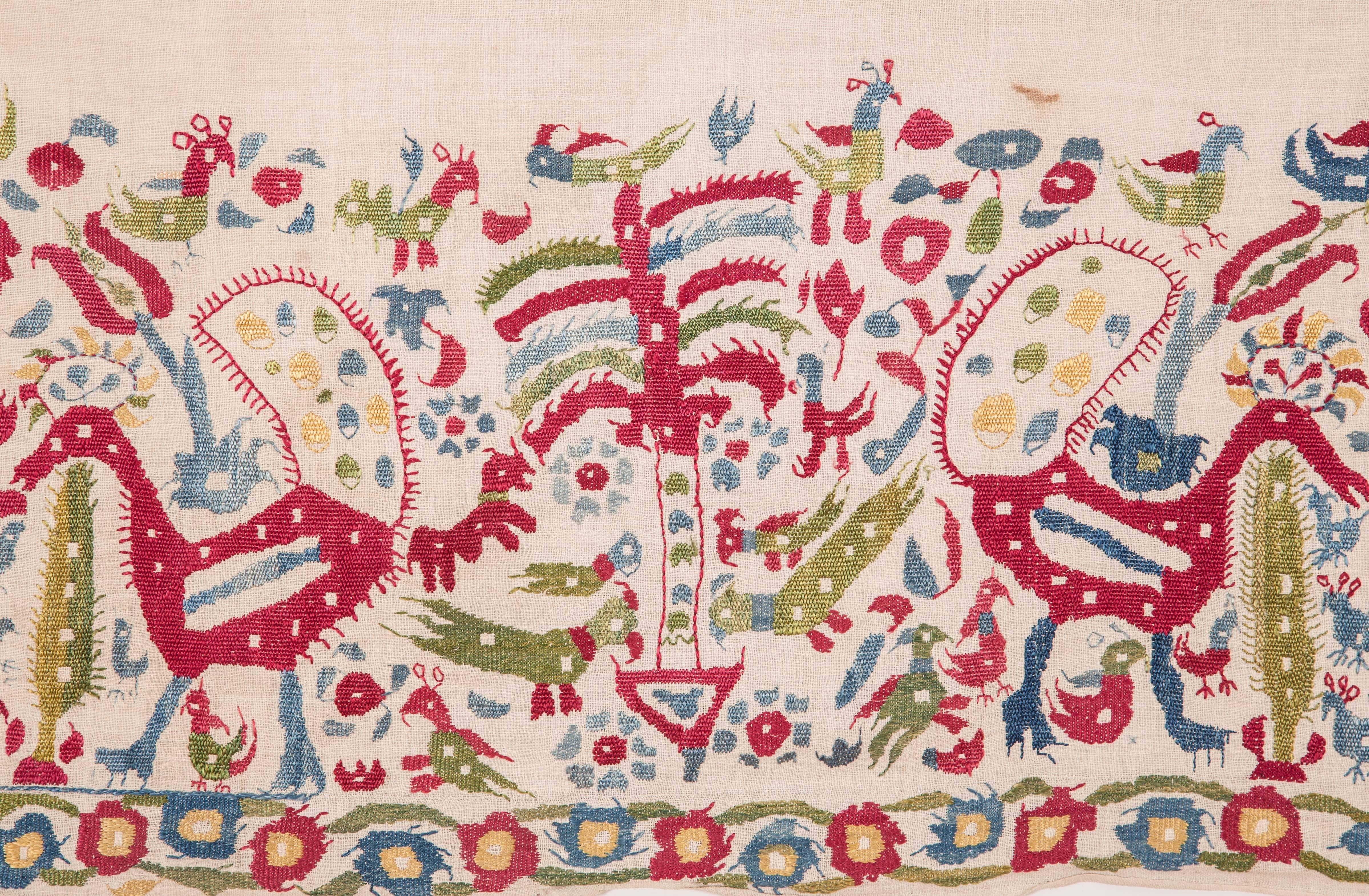 Suzani 18th Century Embroidered Fragment from Epirus, Greece