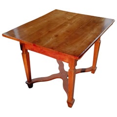 18th Century Empire Cherry Oak Wood Table Conical Tapered Legs Cross Banded