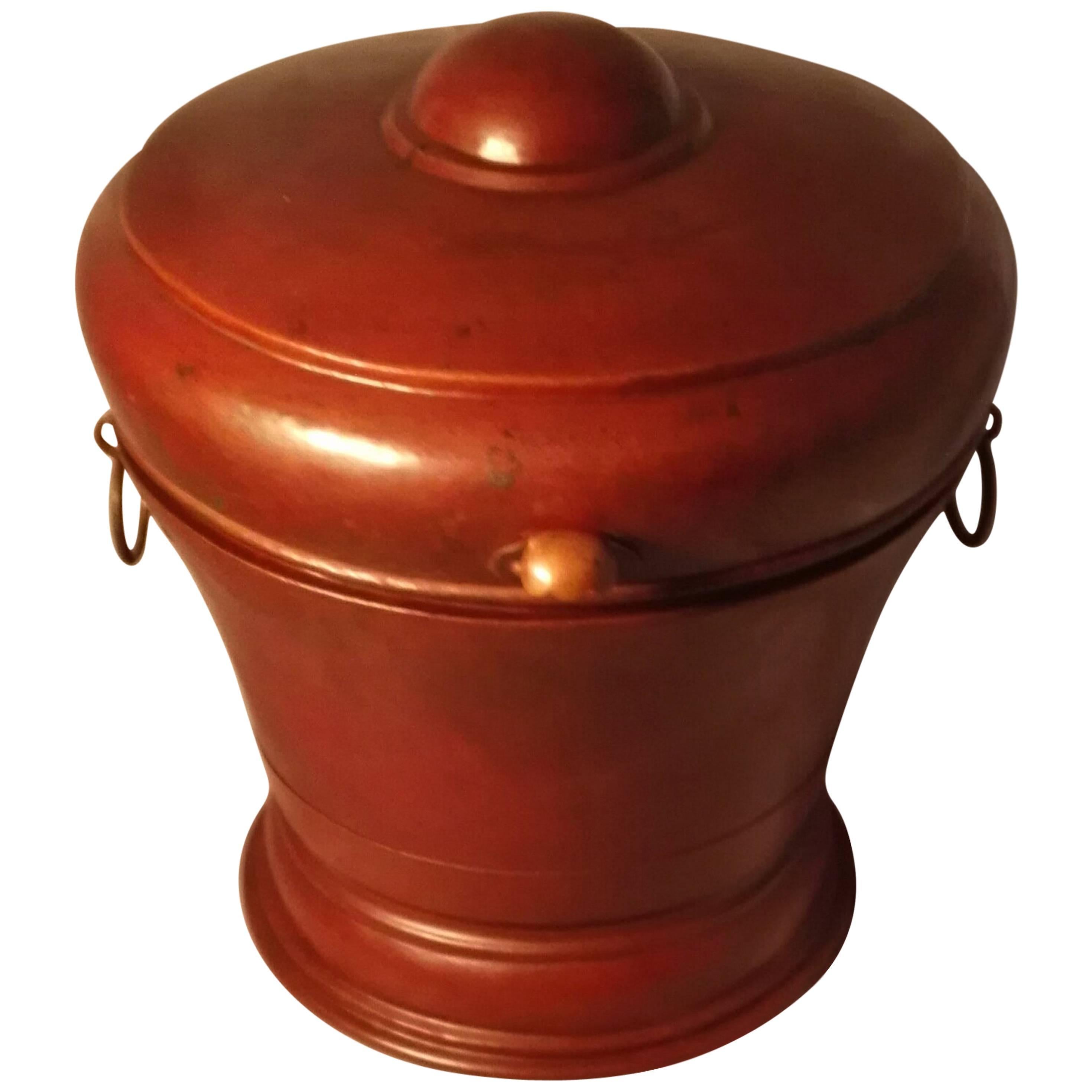 18th Century Empire Copper Hand Gear Brass Mounted Wine or Champagner Cooler For Sale