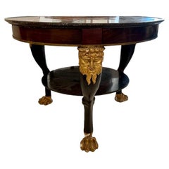 18th Century Empire Gueridon with Marble Top & Gilded Face