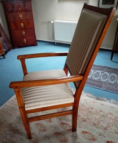 18th Century Empire Restored Polished Cherrywood Armchair Upholstered Covered