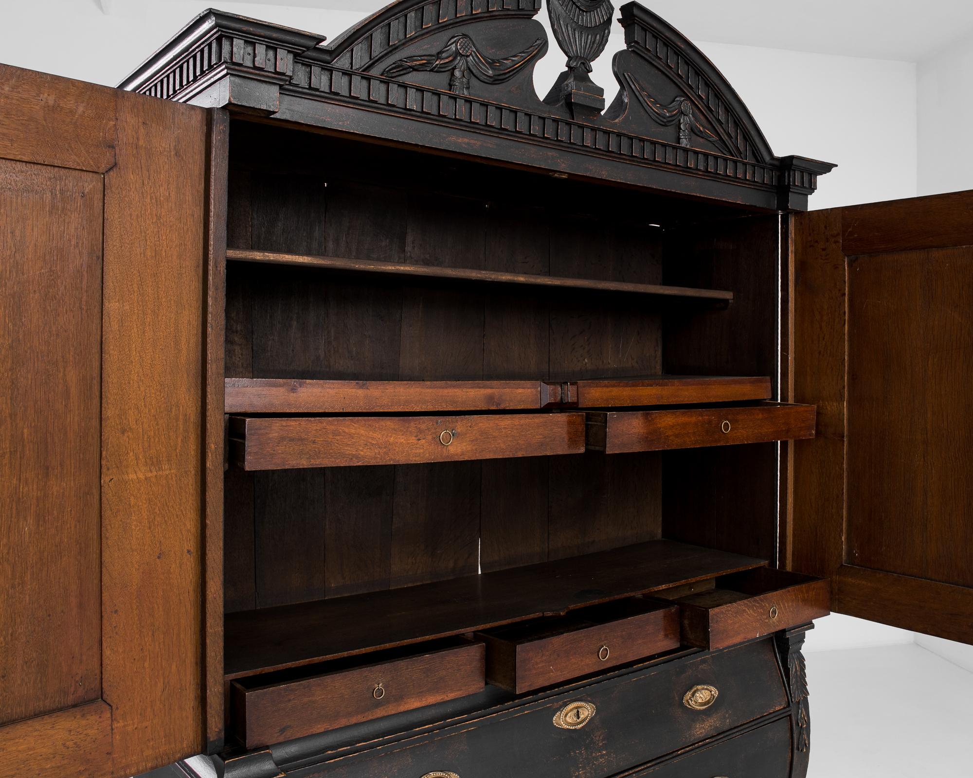 Armoire néerlandaise de style Empire du 18ème siècle avec patine noire d'origine 1