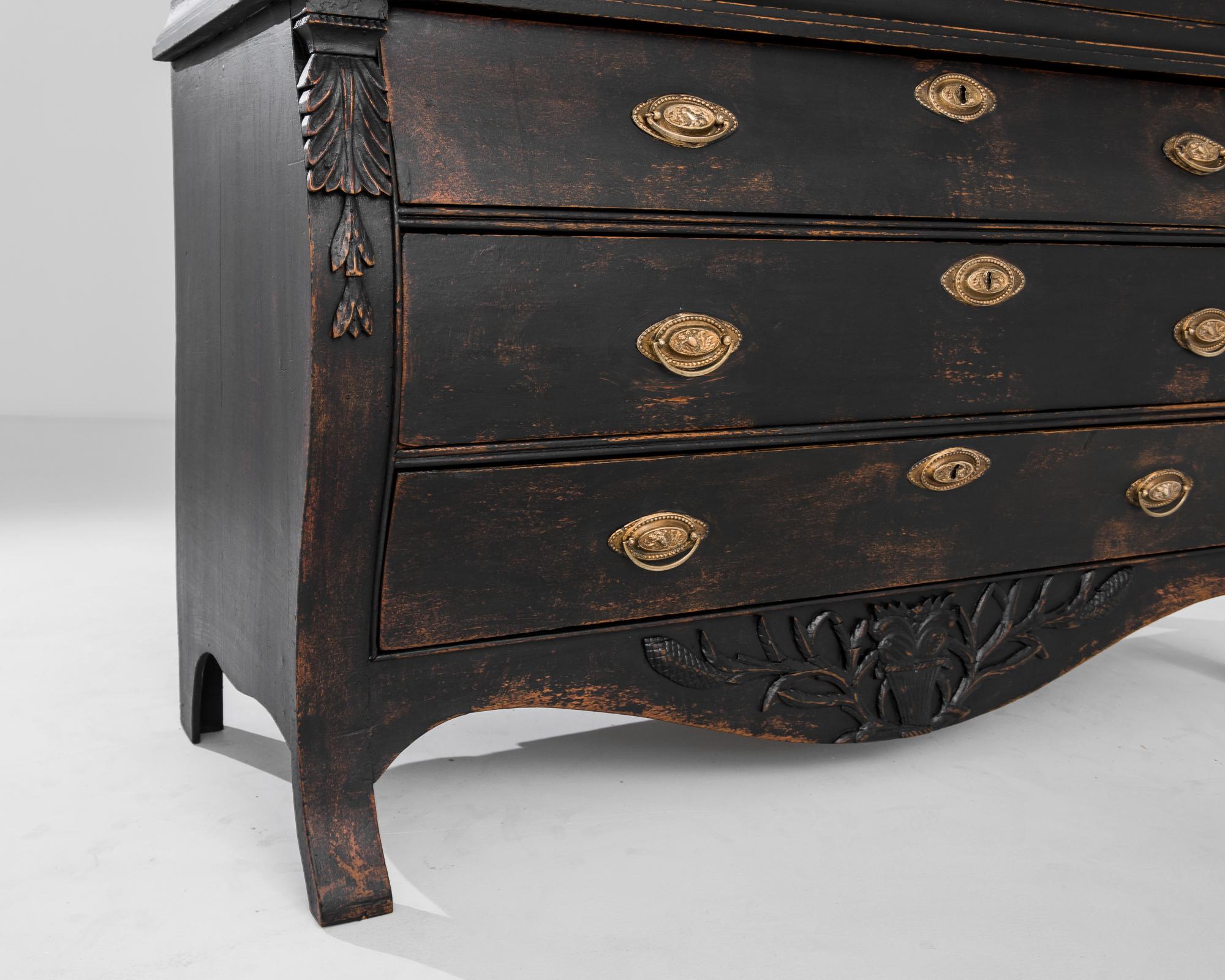 Armoire néerlandaise de style Empire du 18ème siècle avec patine noire d'origine 2