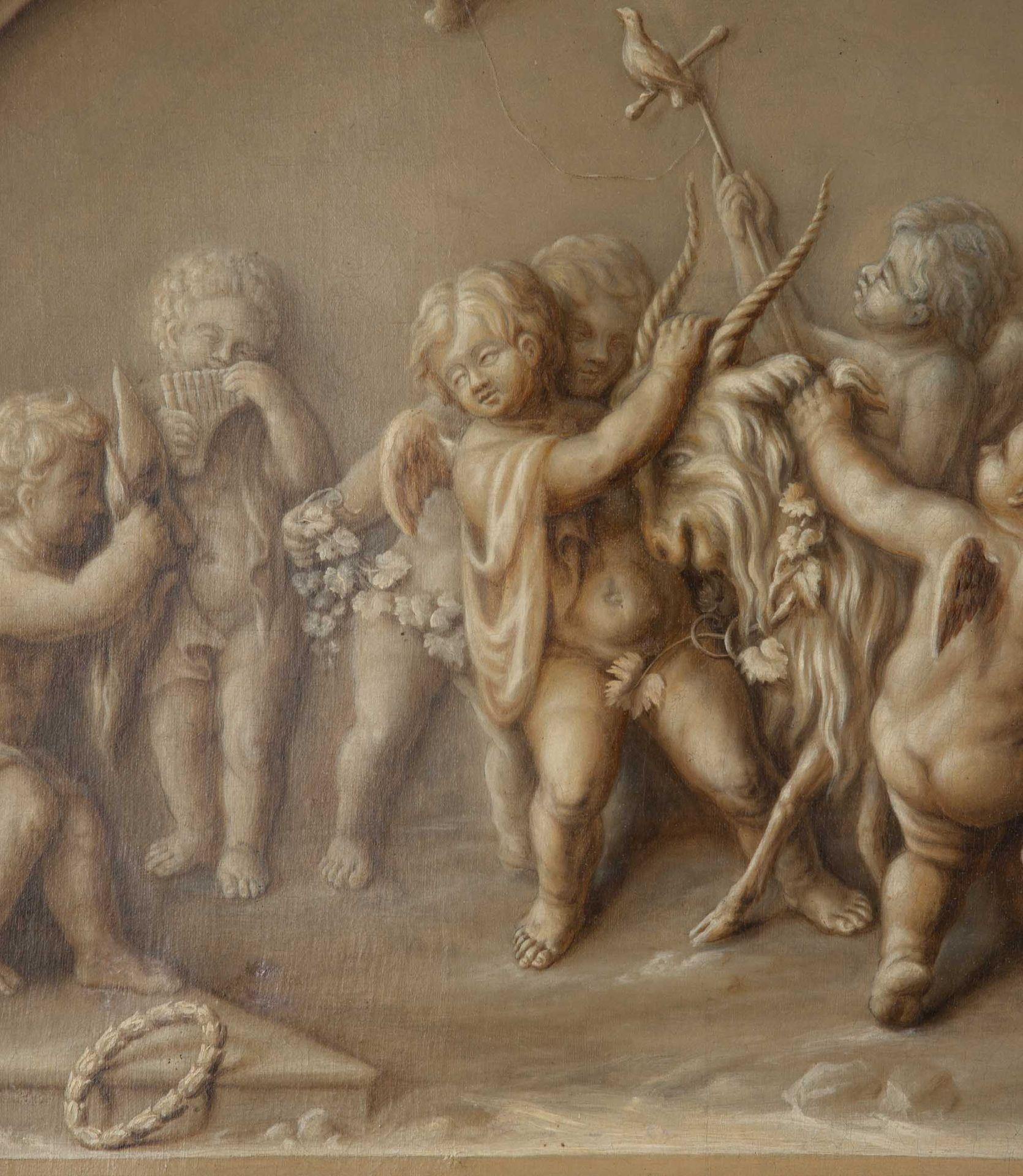 En Grisaille-Gemälde des 18. Jahrhunderts mit Putten (Vergoldet) im Angebot