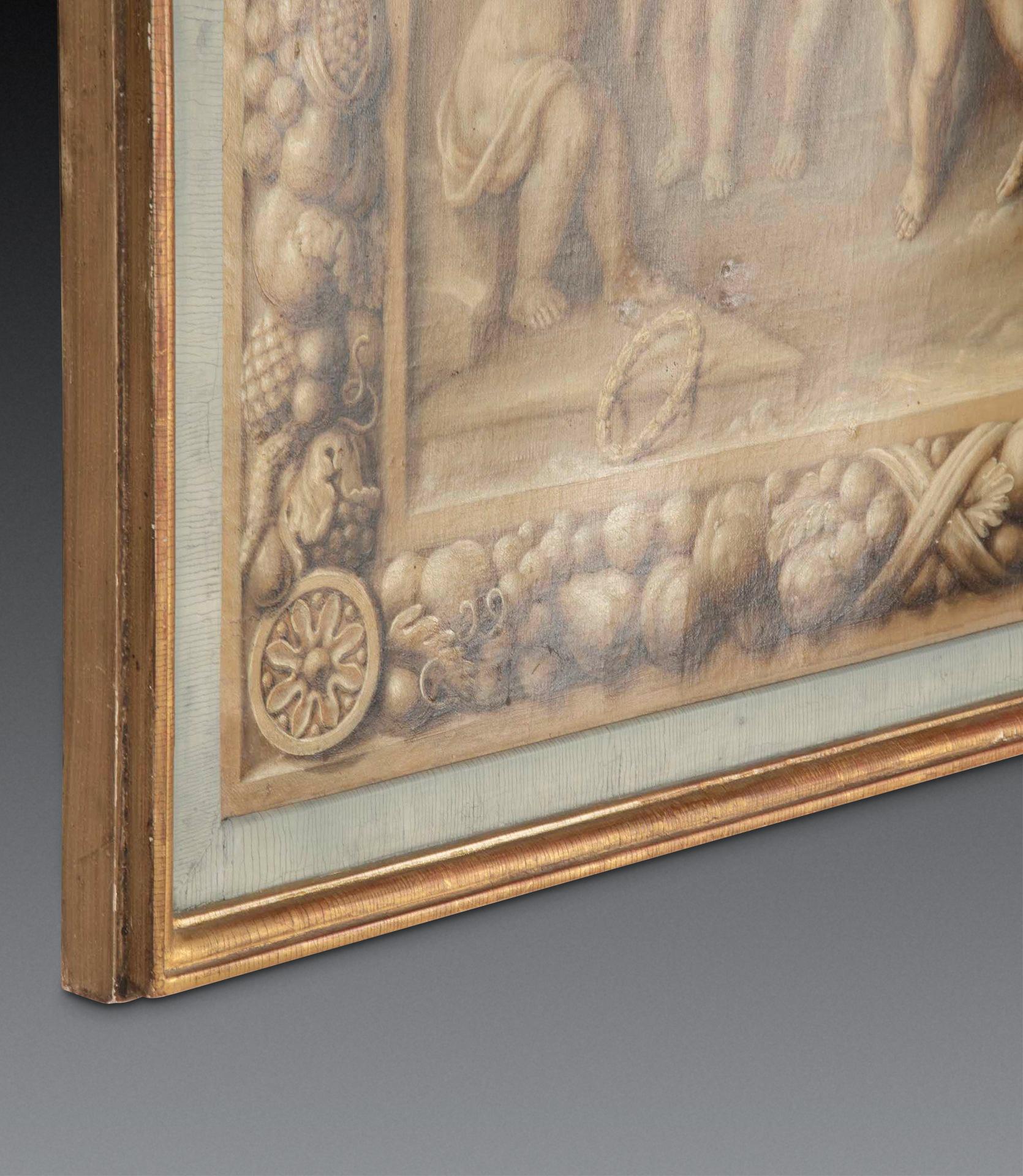 En Grisaille-Gemälde des 18. Jahrhunderts mit Putten (Handbemalt) im Angebot