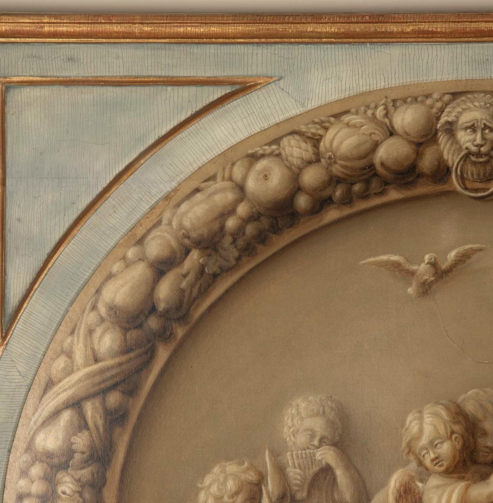 En Grisaille-Gemälde des 18. Jahrhunderts mit Putten im Zustand „Gut“ im Angebot in Shipston-On-Stour, GB