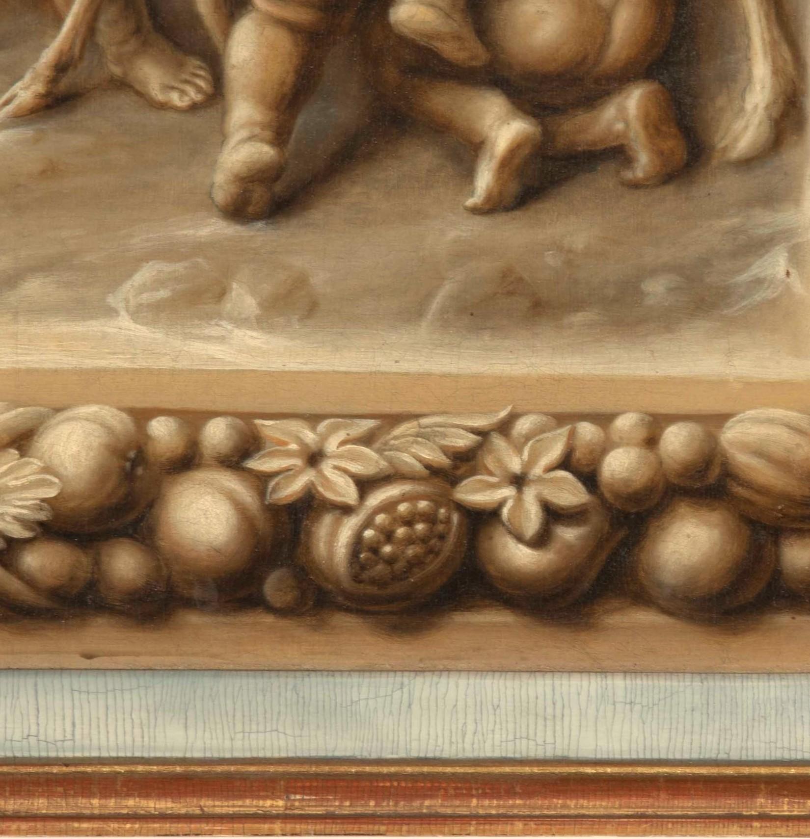 En Grisaille-Gemälde des 18. Jahrhunderts mit Putten im Angebot 1