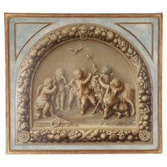 En Grisaille-Gemälde des 18. Jahrhunderts mit Putten