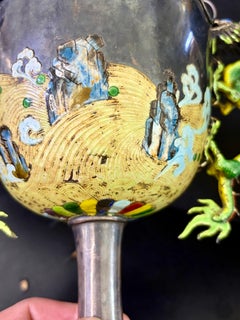 18th century Enamel Dragon Chinese Silver Jar