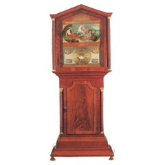 18th Century England George III Mahogany Painted Grandfather Clocks Longcase