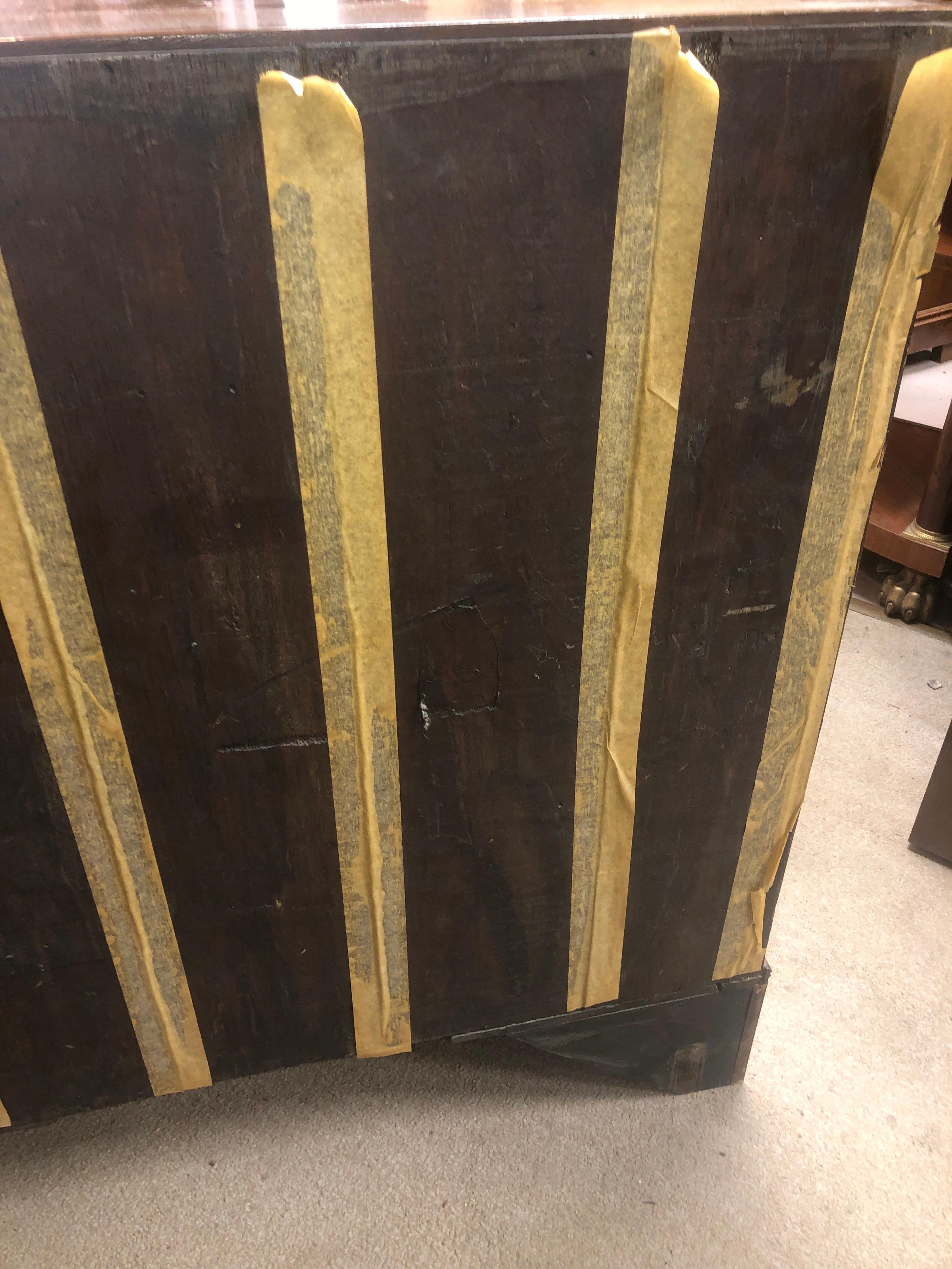 18th Century England Queen Anne Chest of Drawers Walnut Brass, 1780s 4