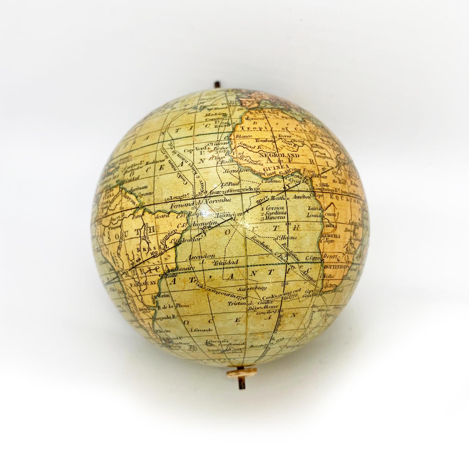 Hand-Painted Pocket Globe John and William Cary, London, 1791