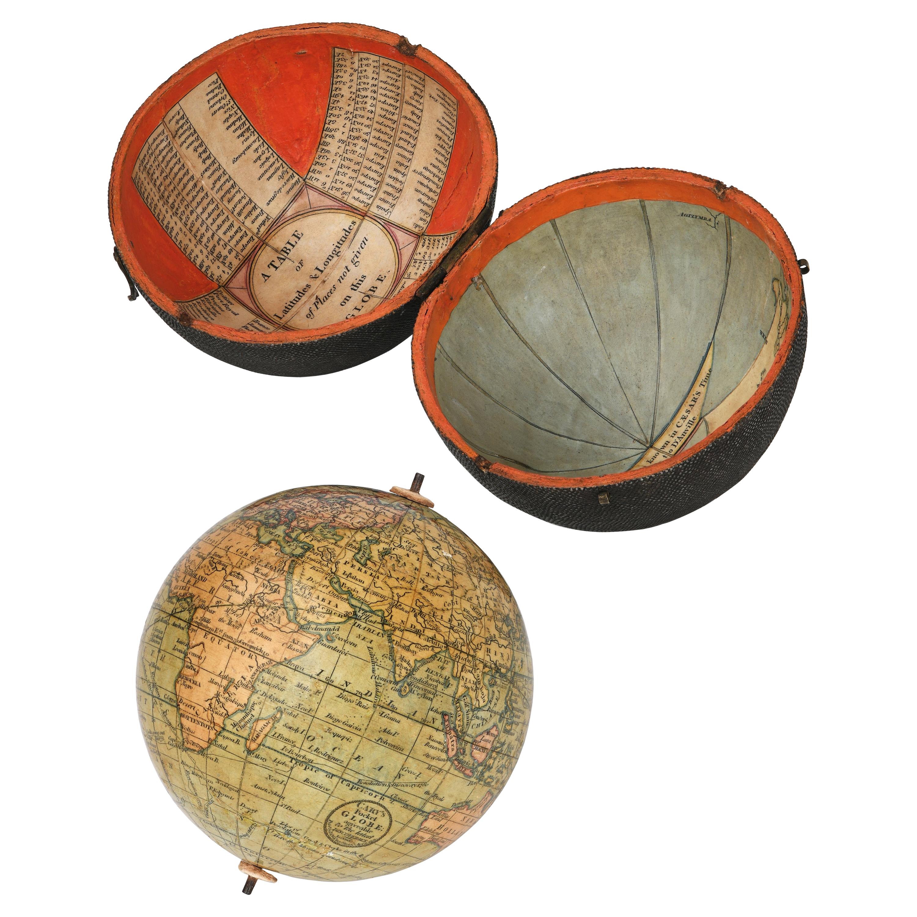 Pocket Globe John and William Cary, London, 1791