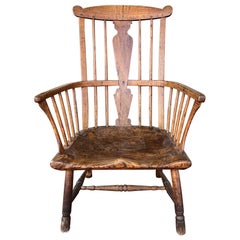 18th Century English Ash, Elm and Walnut Comb-Back Windsor Armchair