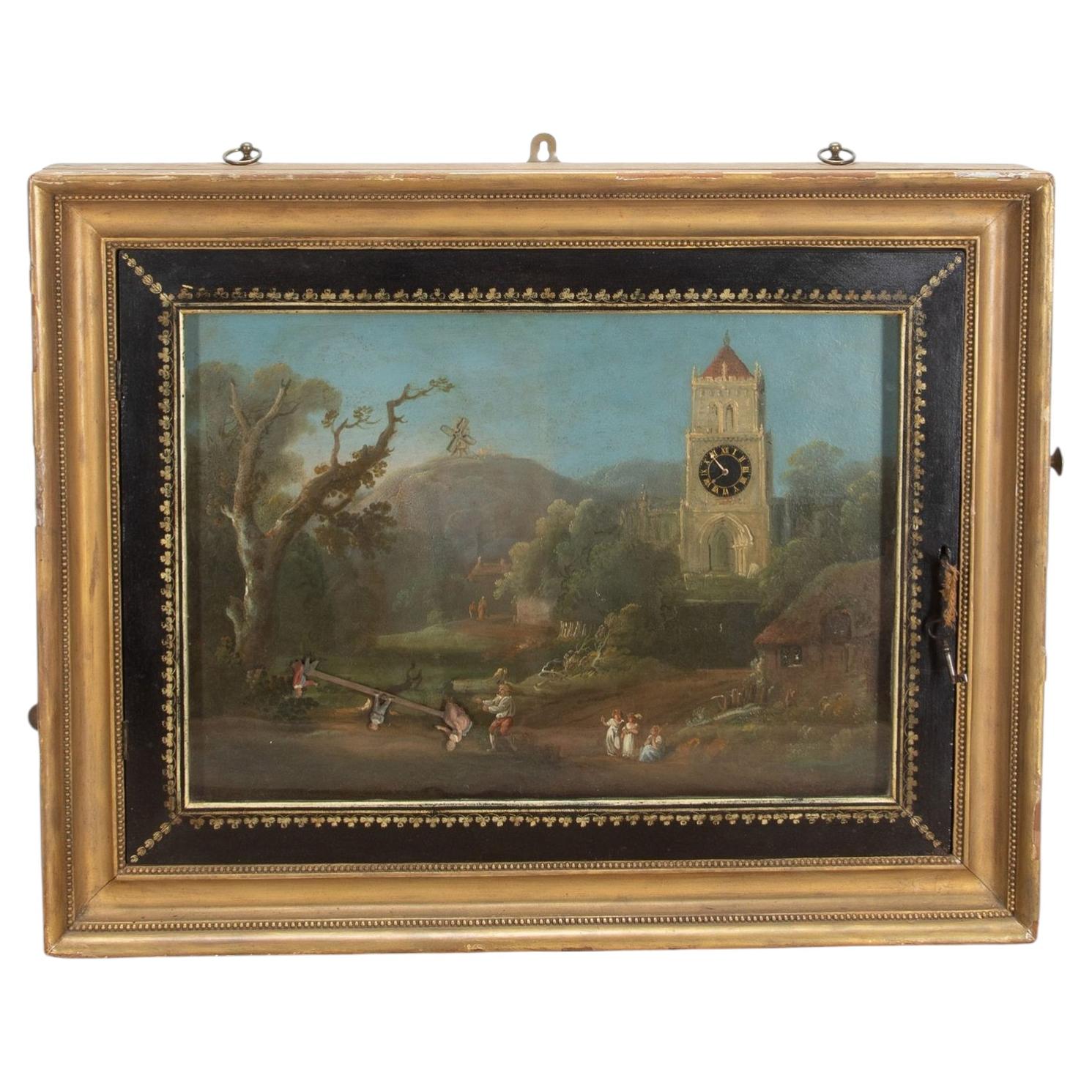 18th Century English Automaton Picture Clock