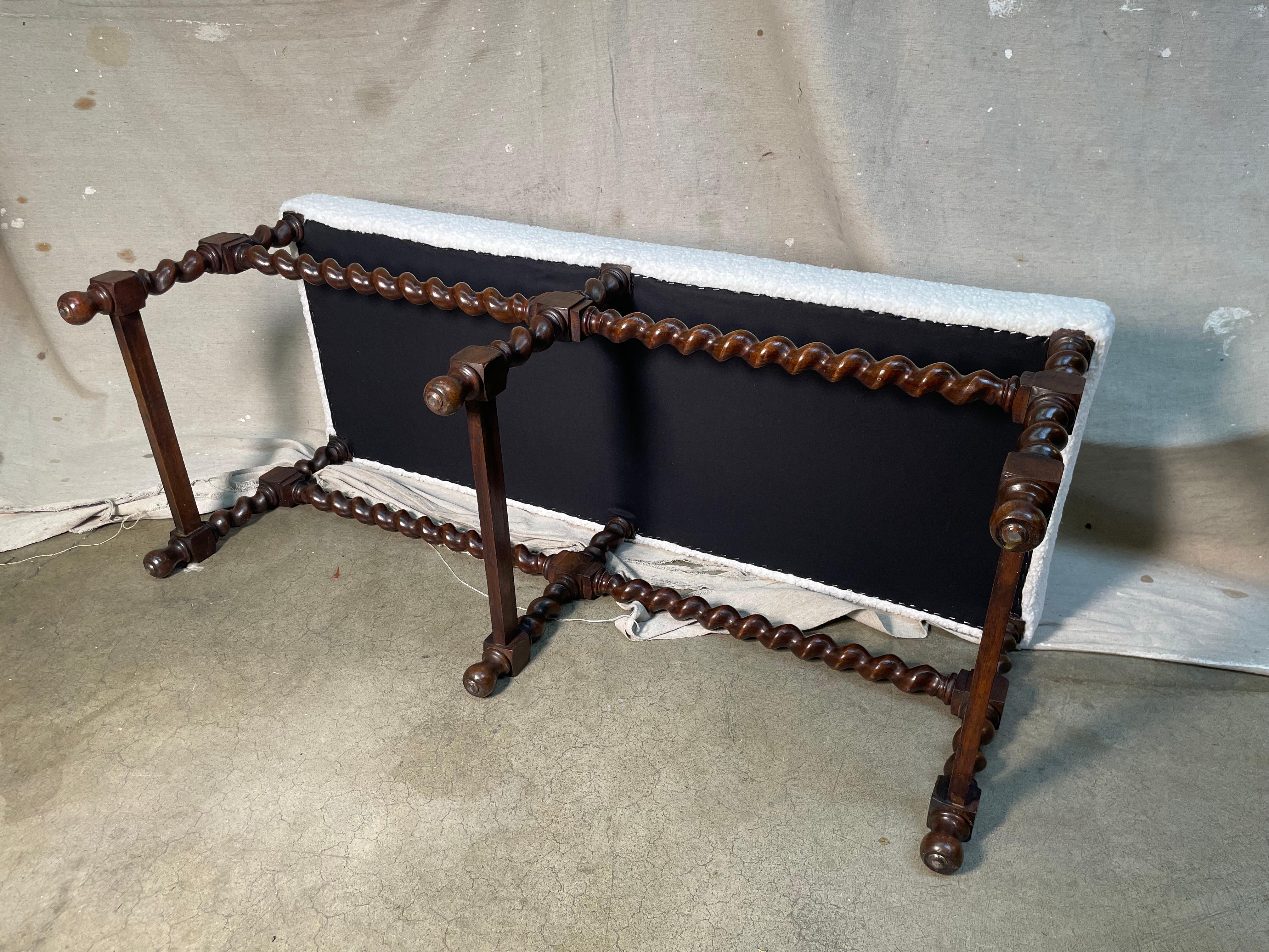 Upholstery 18th Century English Barley Twist Bench  For Sale