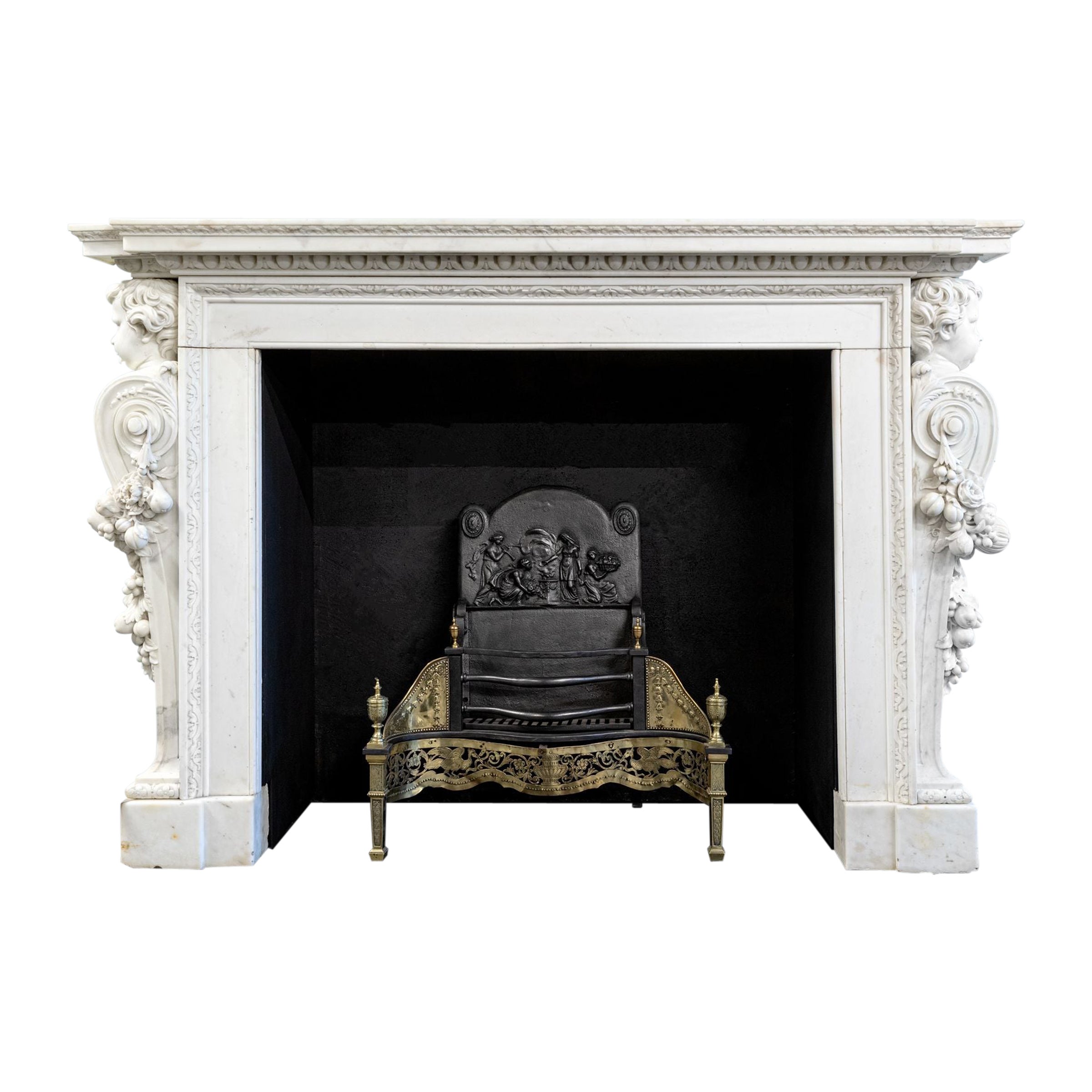 18th Century English Baroque Marble Fireplace  Appuldurcombe House For Sale