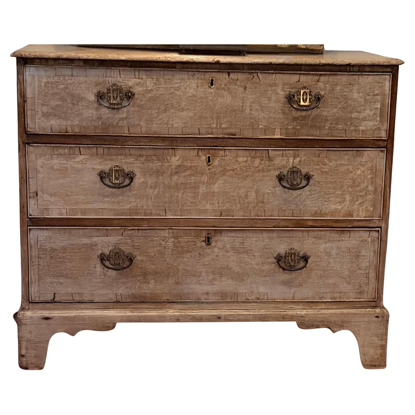 18th Century English Bleached Blonde Oak Chest of Drawers For Sale