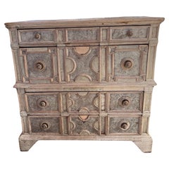 17th Century English Bleached Oak and Walnut Jacobean Chest of Drawers