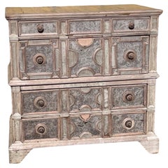 17th Century English Bleached Oak and Walnut Jacobean Chest of Drawers