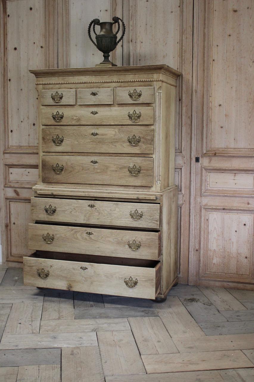 18th Century English Bleached Oak Chest on Chest 7