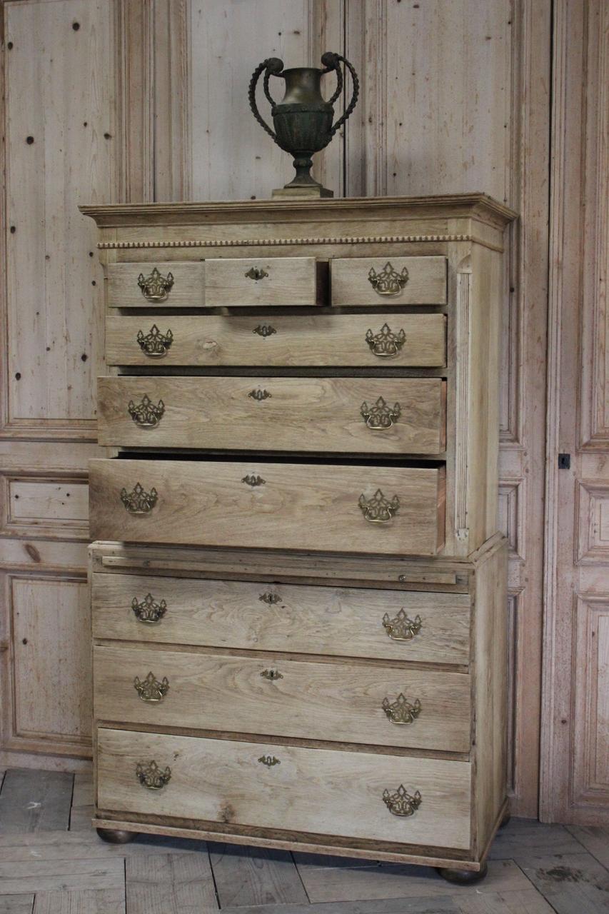 18th Century English Bleached Oak Chest on Chest 9