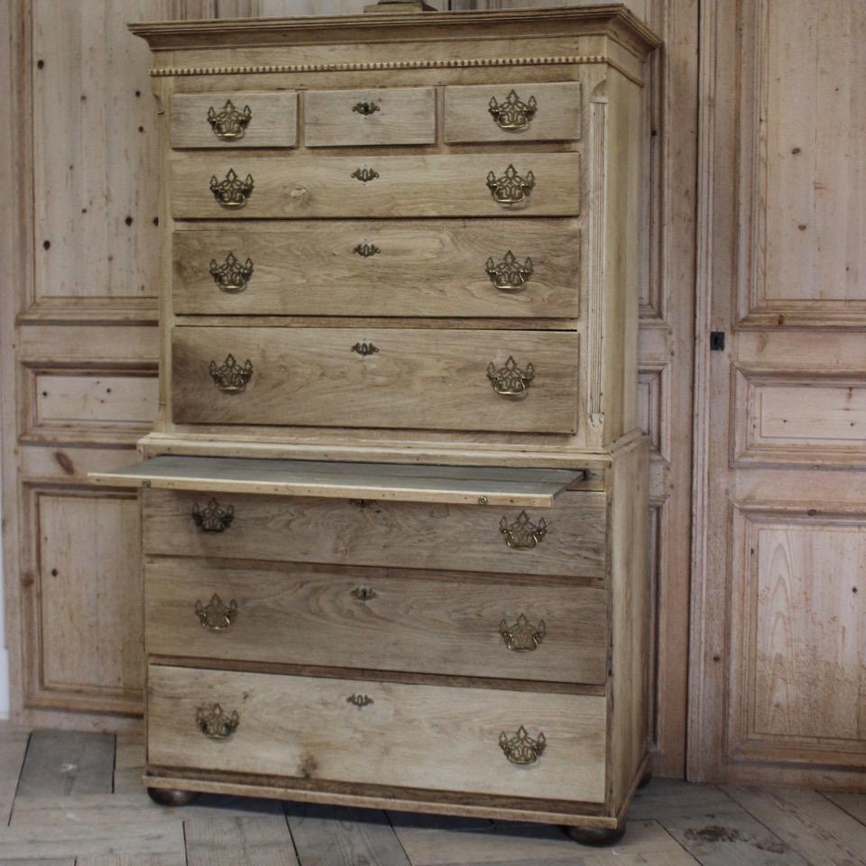 18th Century English Bleached Oak Chest on Chest 5