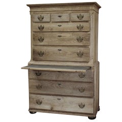 18th Century English Bleached Oak Chest on Chest