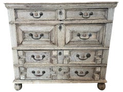 18th Century English Bleached Oak Jacobean Chest of Drawers