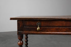 18th Century English Bobbin-Turned Oak Side Table with Bronze Hardware, James II