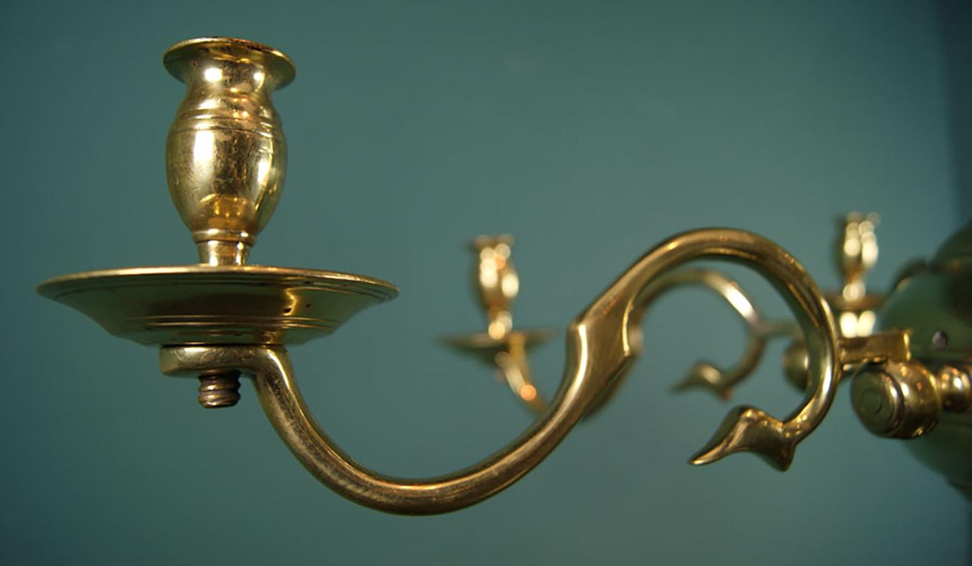 Polished 18th Century English Brass Chandelier For Sale