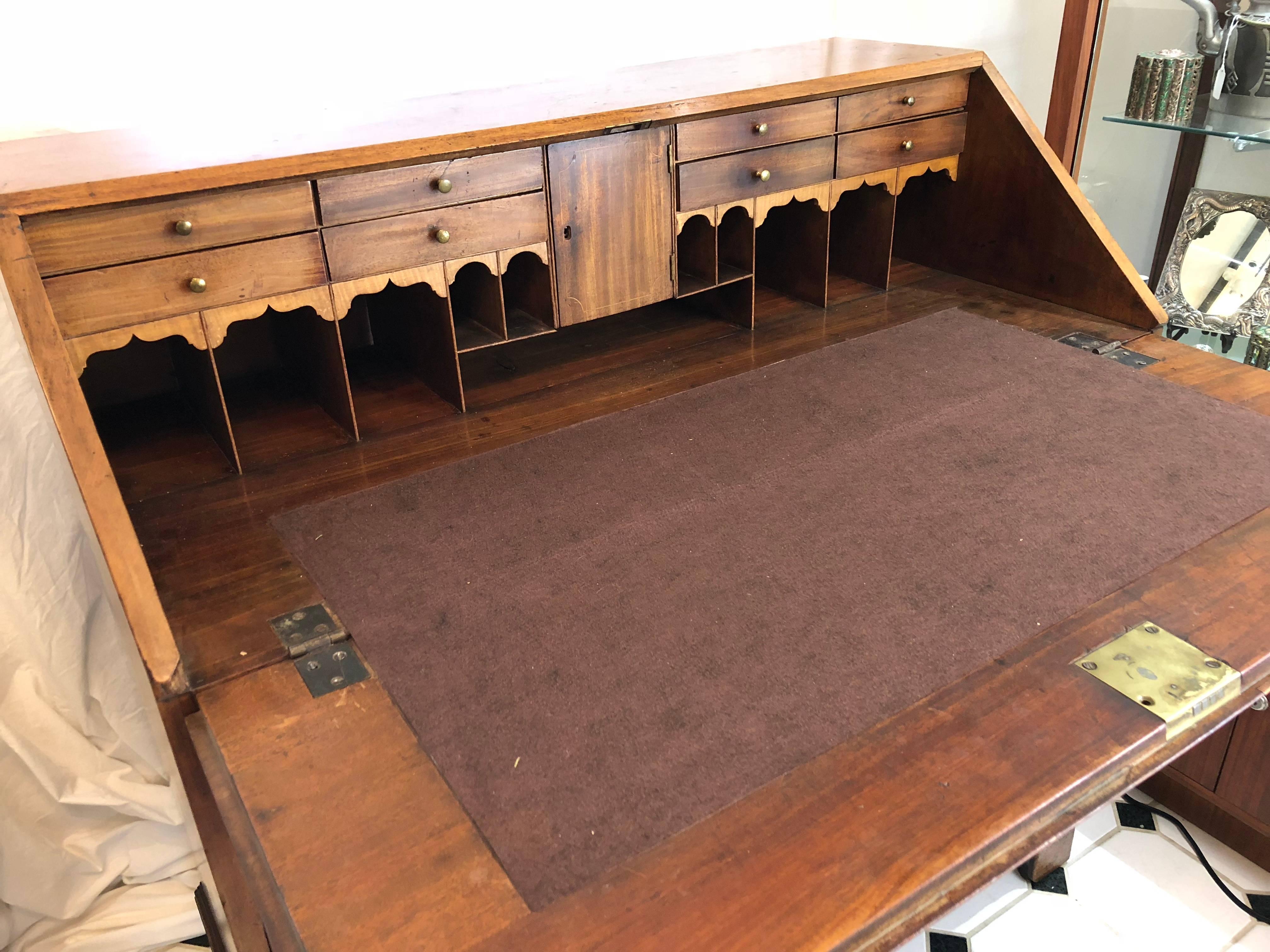 18th Century English Bureau Desk, Mahogany, Slant / Drop Front, Georgian 4