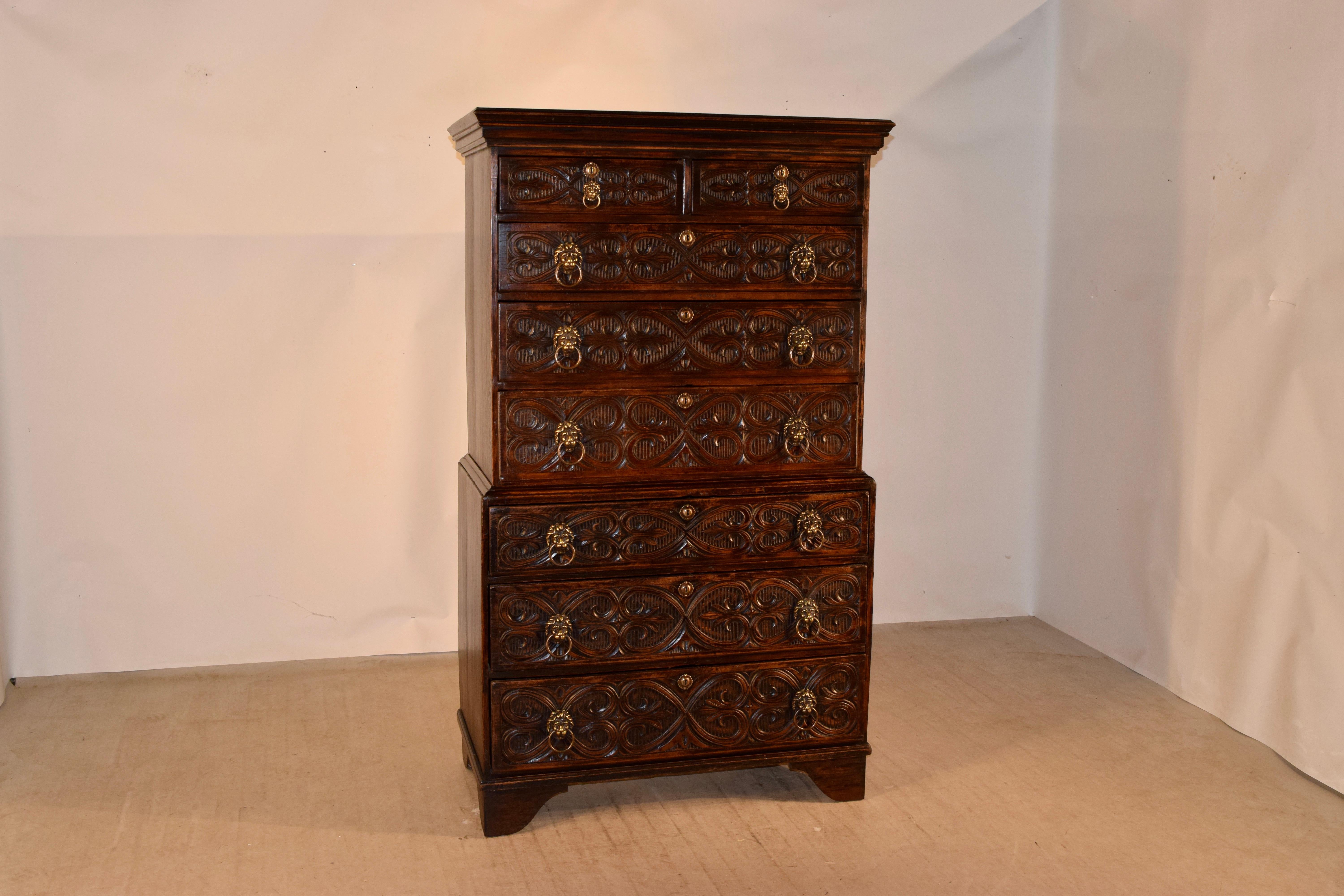 18th Century English Carved Chest on Chest For Sale 4