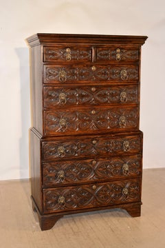 18th Century English Carved Chest on Chest