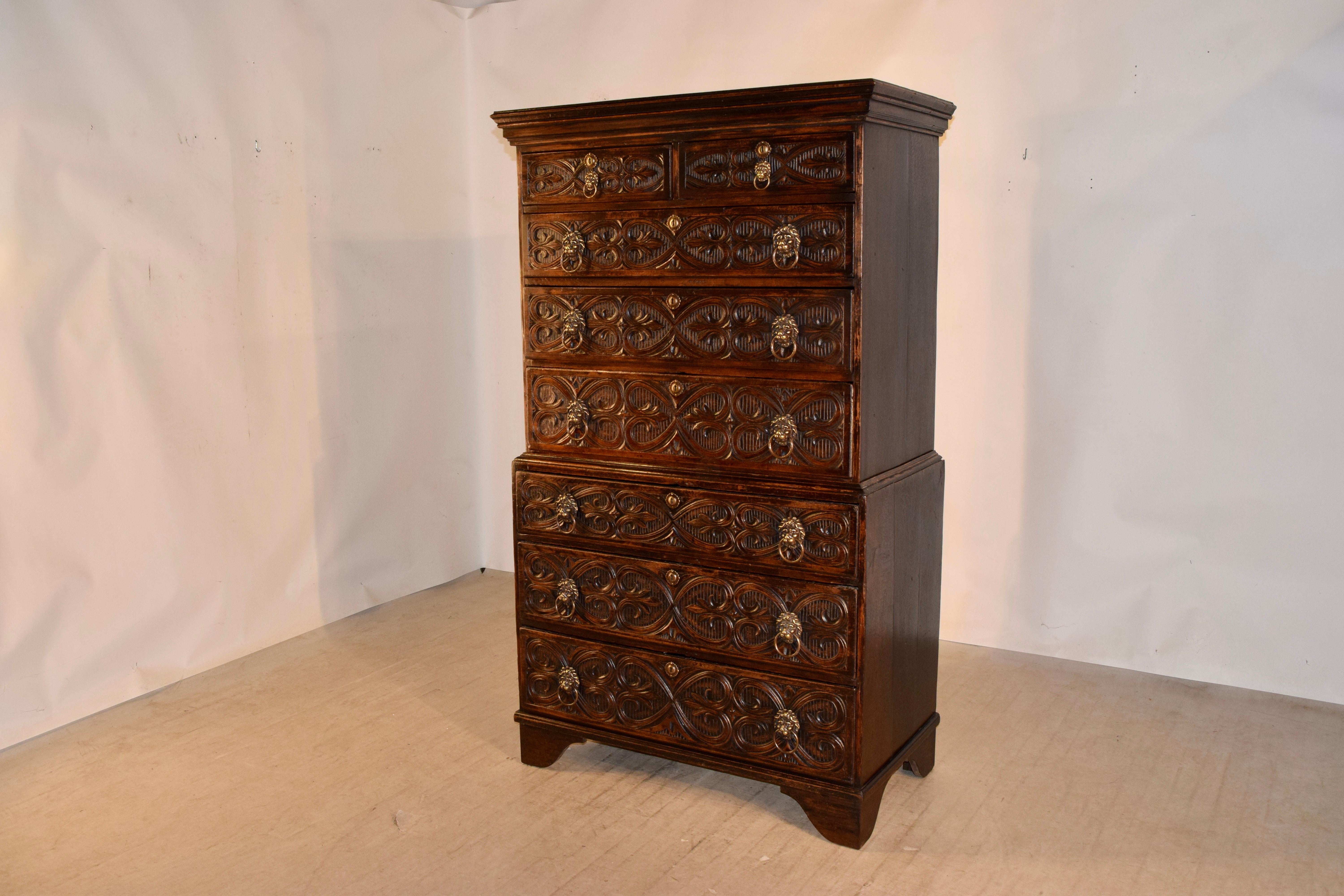 18th Century English Carved Chest on Chest For Sale 2