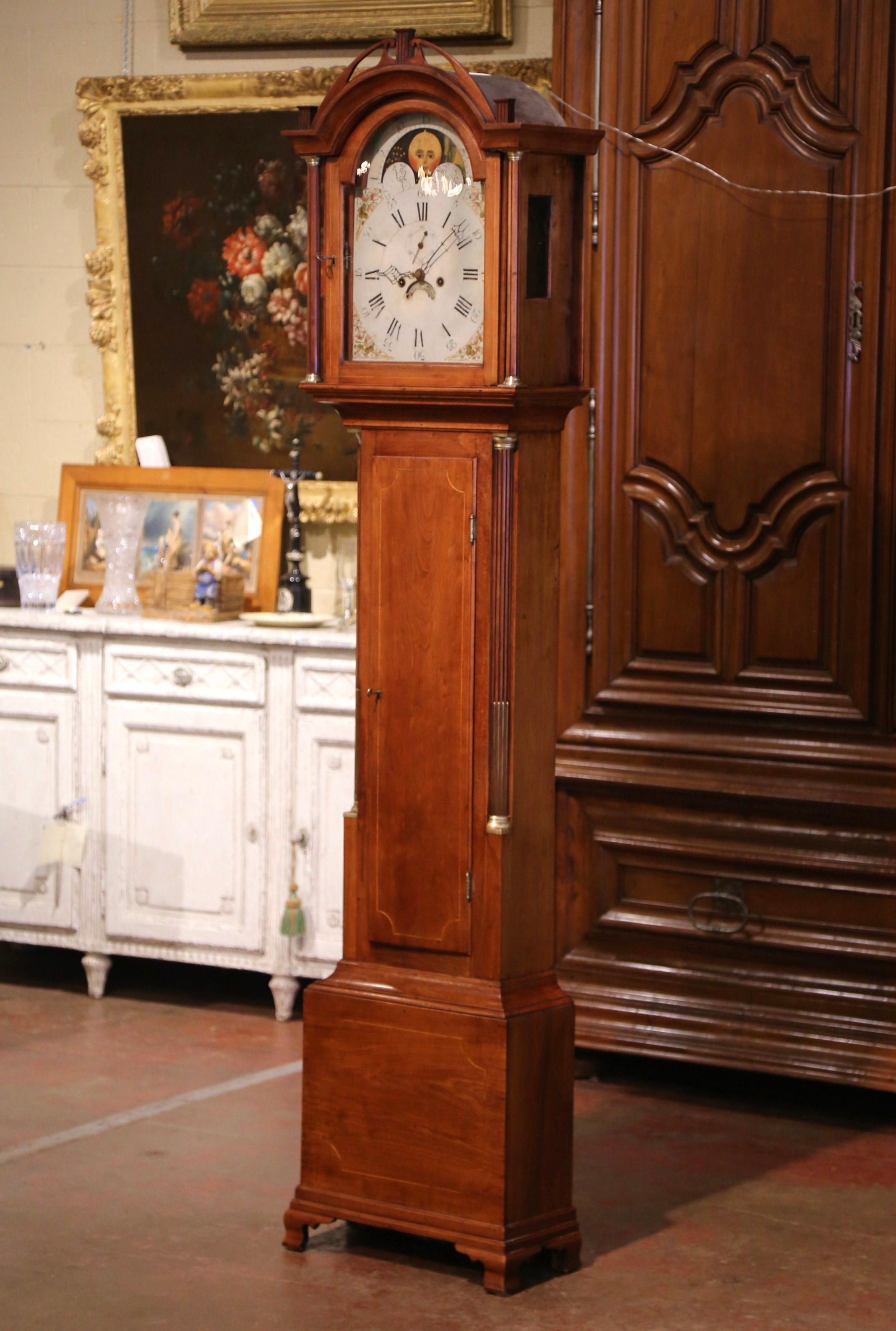 Chippendale 18th Century English Carved Mahogany Tall Case Clock 