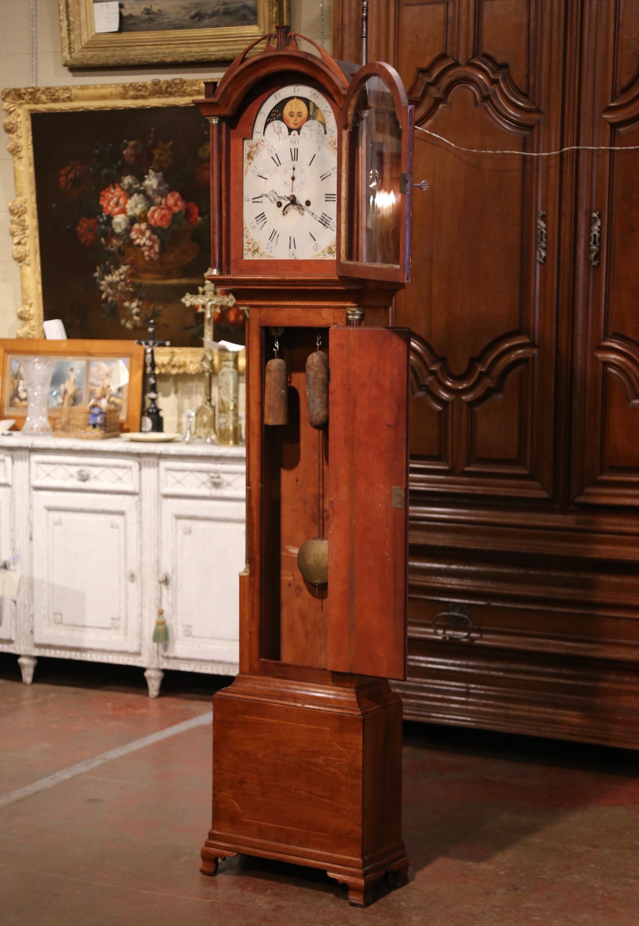 Hand-Carved 18th Century English Carved Mahogany Tall Case Clock 