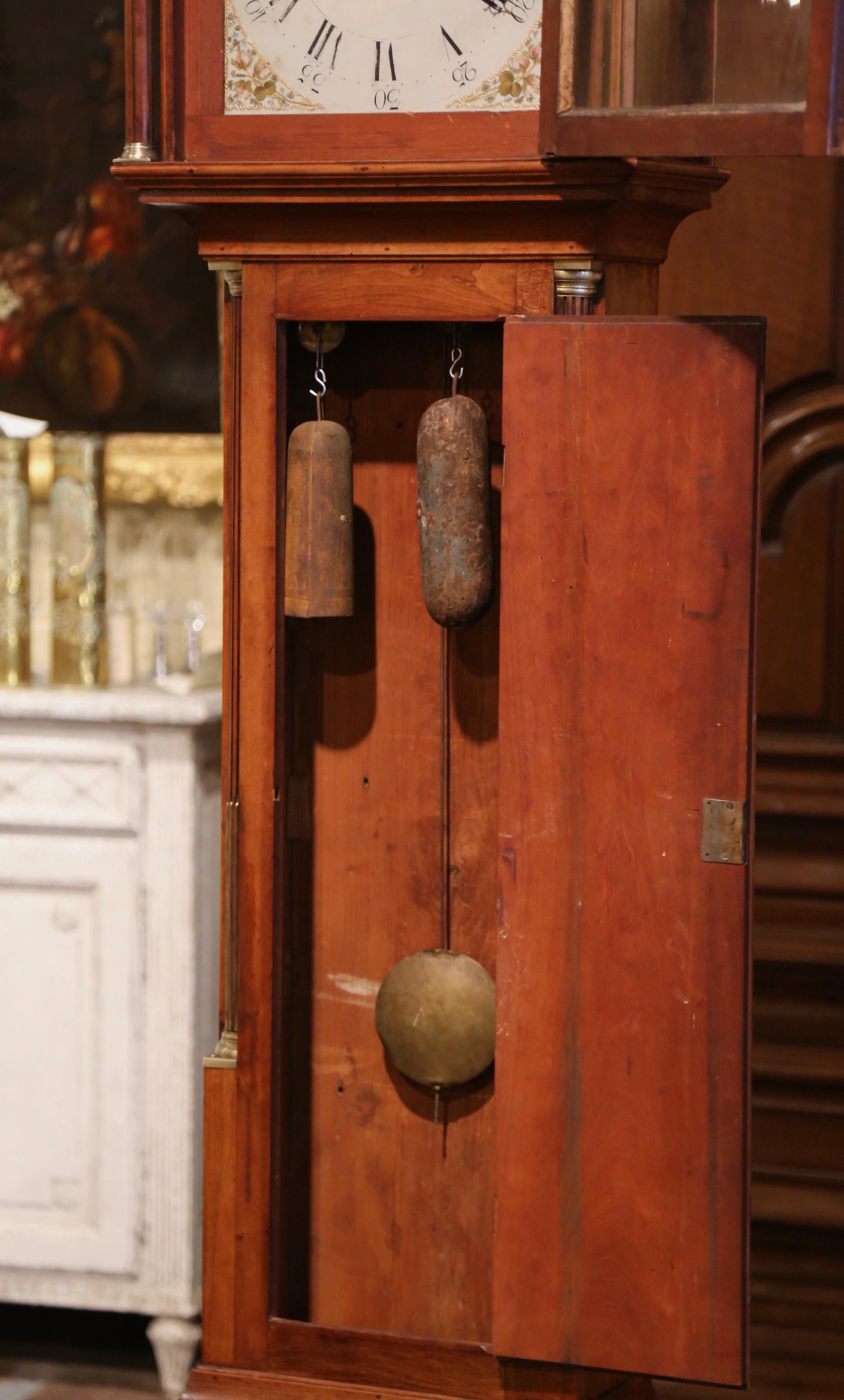 18th Century English Carved Mahogany Tall Case Clock  In Excellent Condition In Dallas, TX