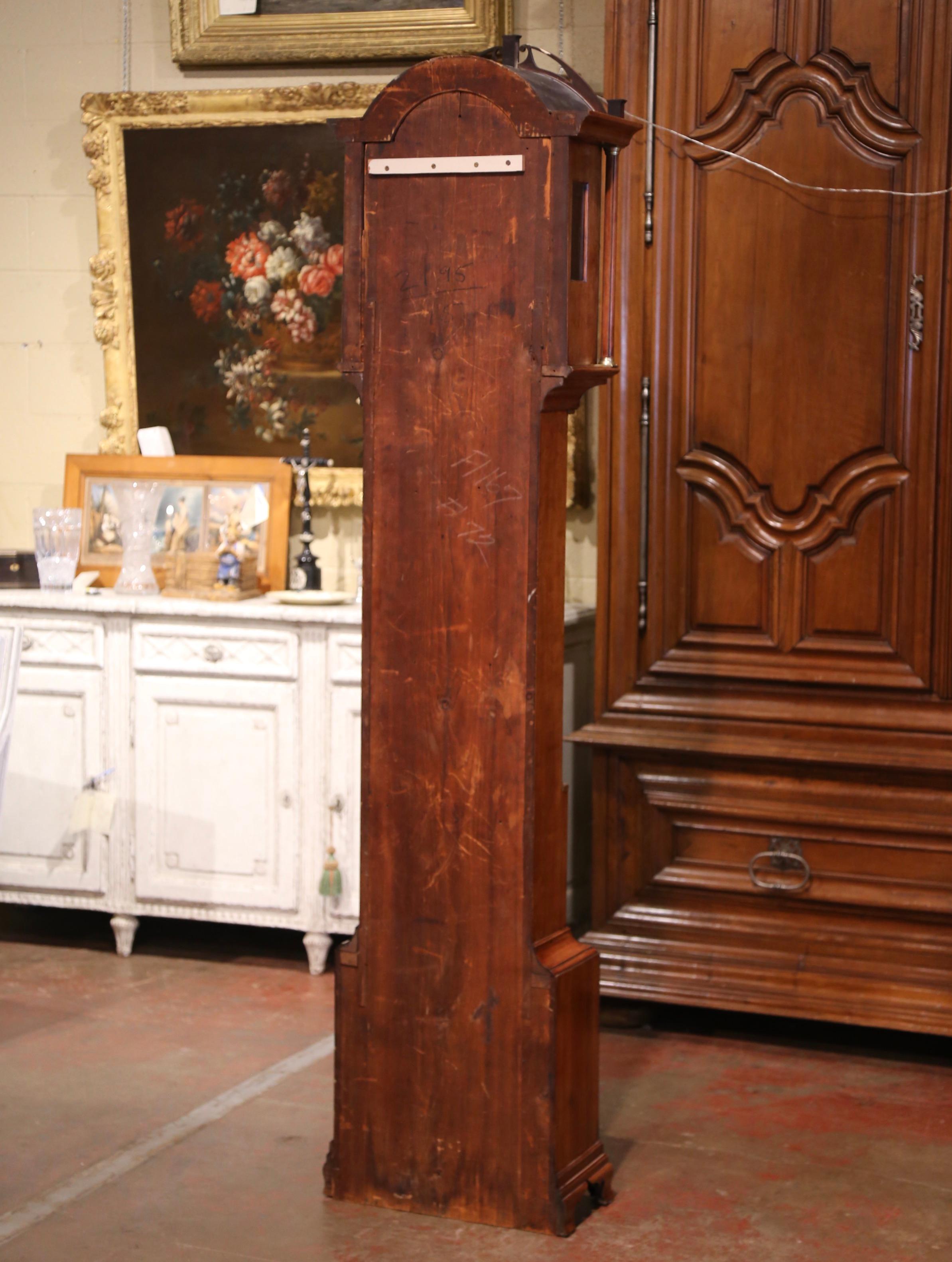 18th Century English Carved Mahogany Tall Case Clock  1