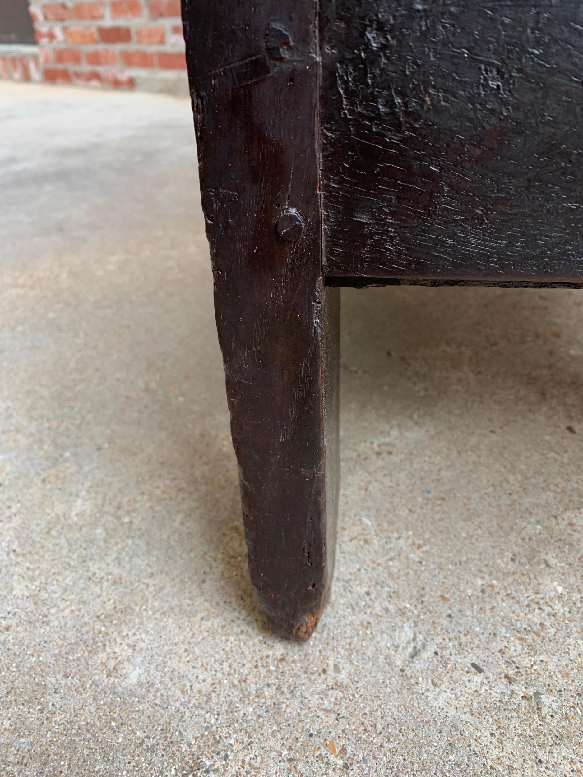 Antique English Carved Oak Coffer Trunk Chest Coffee Table Blanket Box c1770 For Sale 12