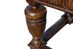 18th Century English Carved Oak Draw Leaf Rectory Table